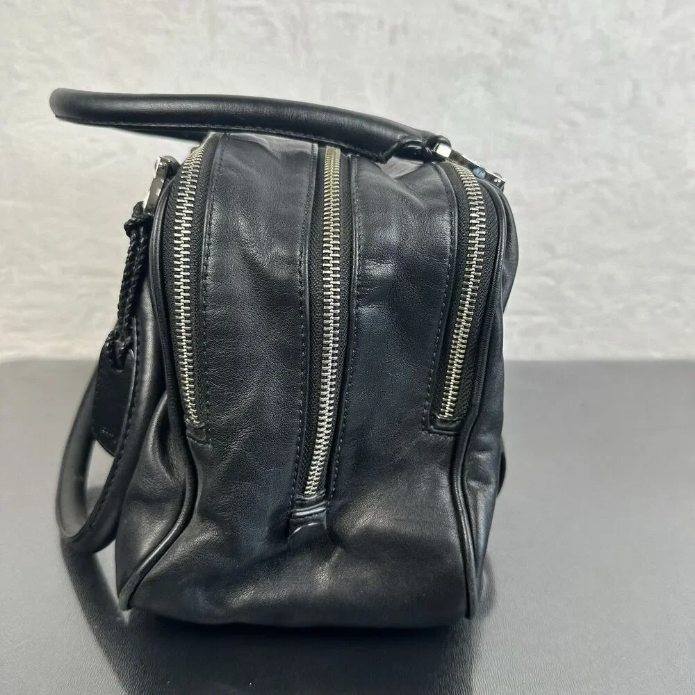 Cole Haan Cornelia Women's Triple Zip Satchel Handbag Black-Smooth Soft Leather